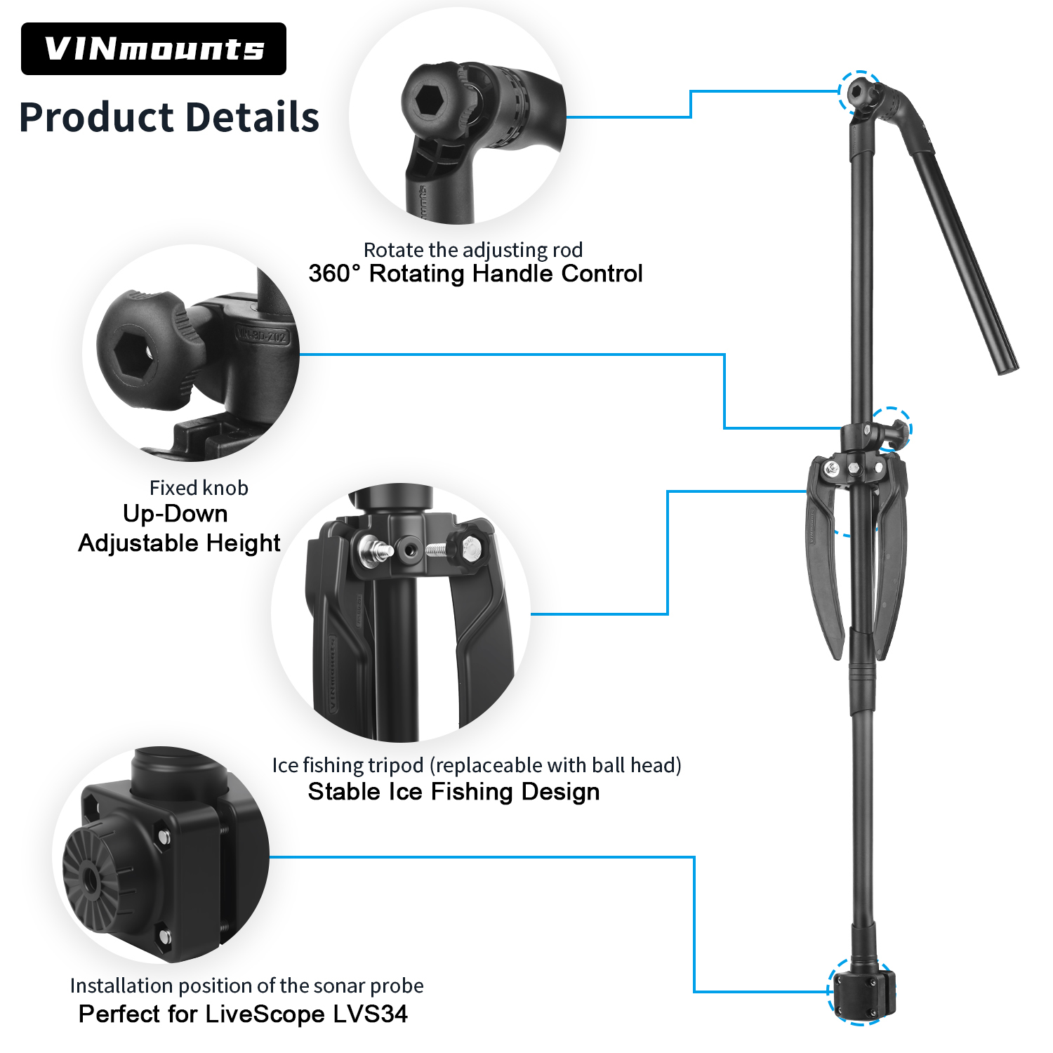 Ice Fishing Transducer Pole Mo - огляд і ціна Fish Finder Mount